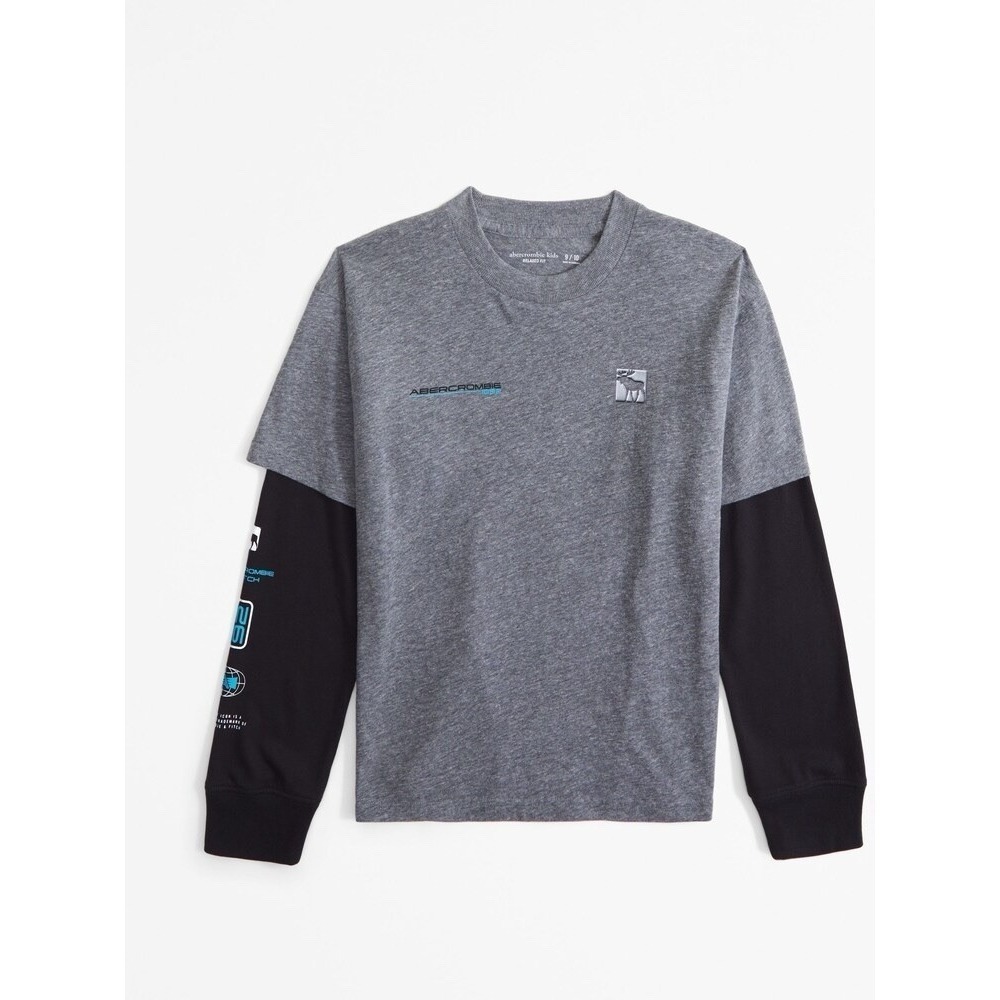 Gray Boys 9 10 Long Sleeve Abercrombie Shirt Sweater  NYC‎ Graphic Top Soft